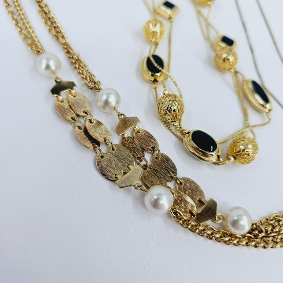 Assorted Bundle of Costume Jewelry Necklaces Rings Stick Pen Gold Metal Art Deco - Picture 13 of 15